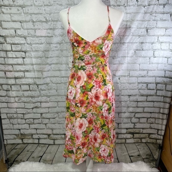 FOREVER 21 Pink Floral Sleeveless Wrap Dress M - Picture 5 of 13